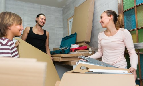 Storage space concept with organized household items