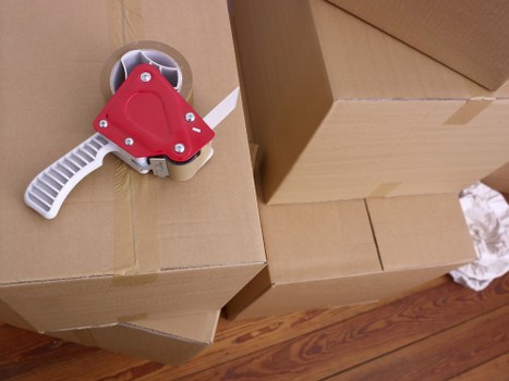 Packed boxes and household items prepared for transport